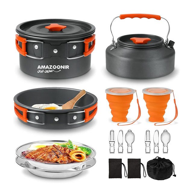 camping-cookware-set-4-amazoonir (1) ظروف 18 تکه آشپزی کمپینگ مدل DS-311 - Image 1