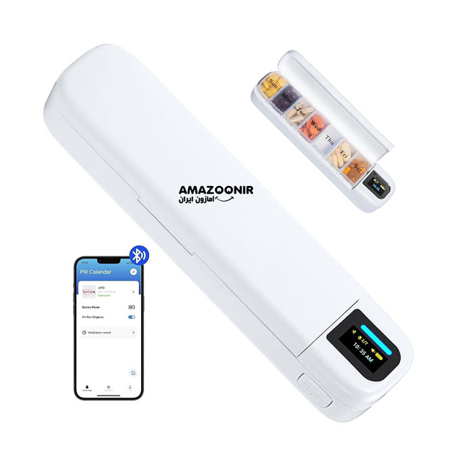 digital-pill-box-4-amazoonir (1) جعبه هوشمند قرص با اپلیکیشن و آلارم مدل Smart Pill Dispenser - Image 1